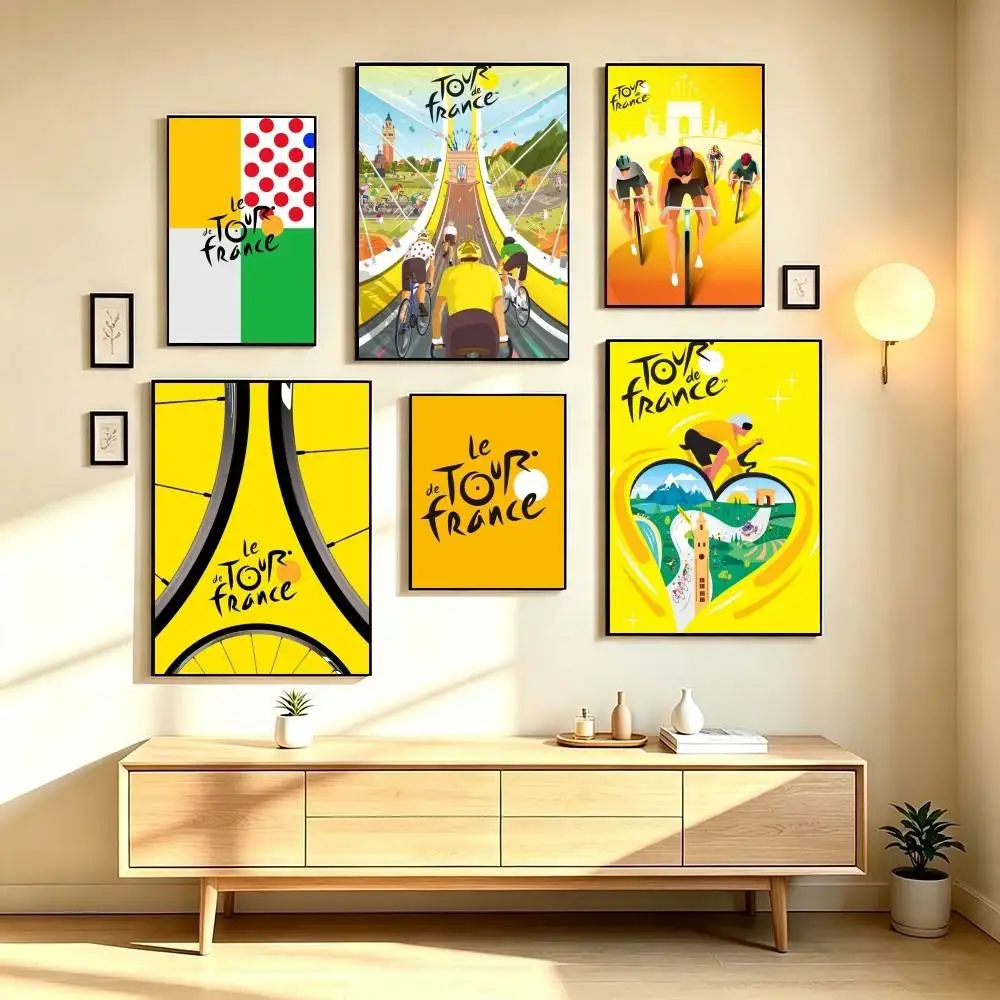 T-Tour de France Cycling Race  Poster High Quality Dorm Living Room Aesthetic Wall Decoration Painting Stickers Gift