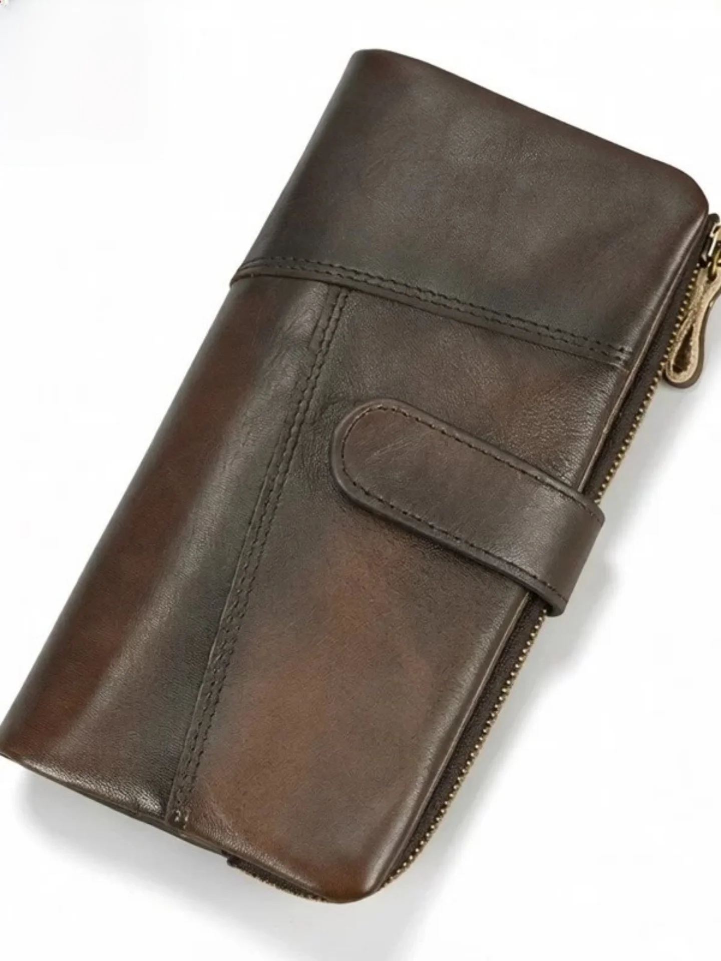 yuqixuan-genuine-leather-wallet-long-men's-fashion-color-block-design-multi-card-slot-handheld-bag-stylish-accessory