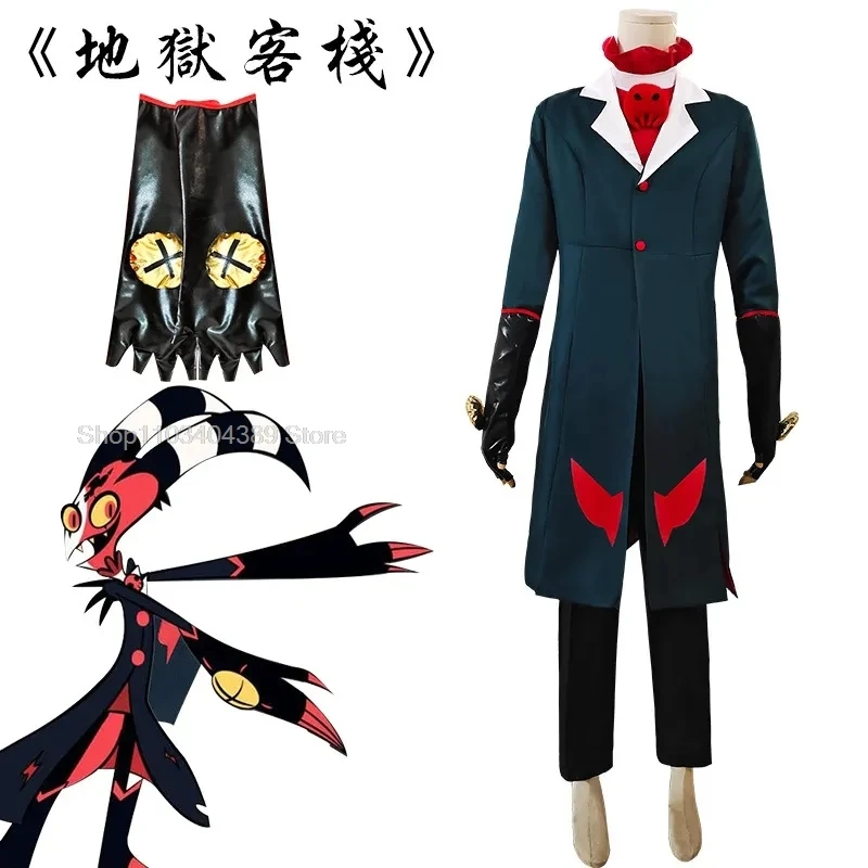 Anime Hasbin Cosplay Hotel Helluva Blitzo Cosplay Costume Blitzo Black Boss Tailcoat Men Women Hallowen Party Costume Full Set