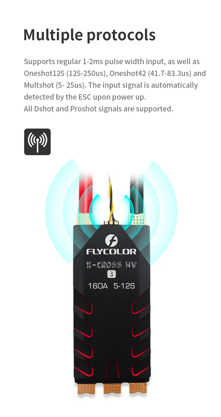 FLYCOLOR X-cross HV3 ESC, Drehzahlregler für Motorsteuerung, BL-32, 5-12S, 60A, 80A, 120A, 160A – Detail 5