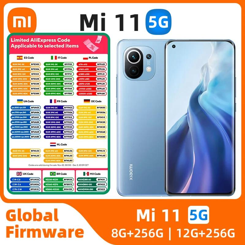 Xiaomi Mi 11 Android 5G Unlocked 6.81 inch 12GB RAM 256GB ROM Snapdragon 888 All Colours in Good Condition used phone