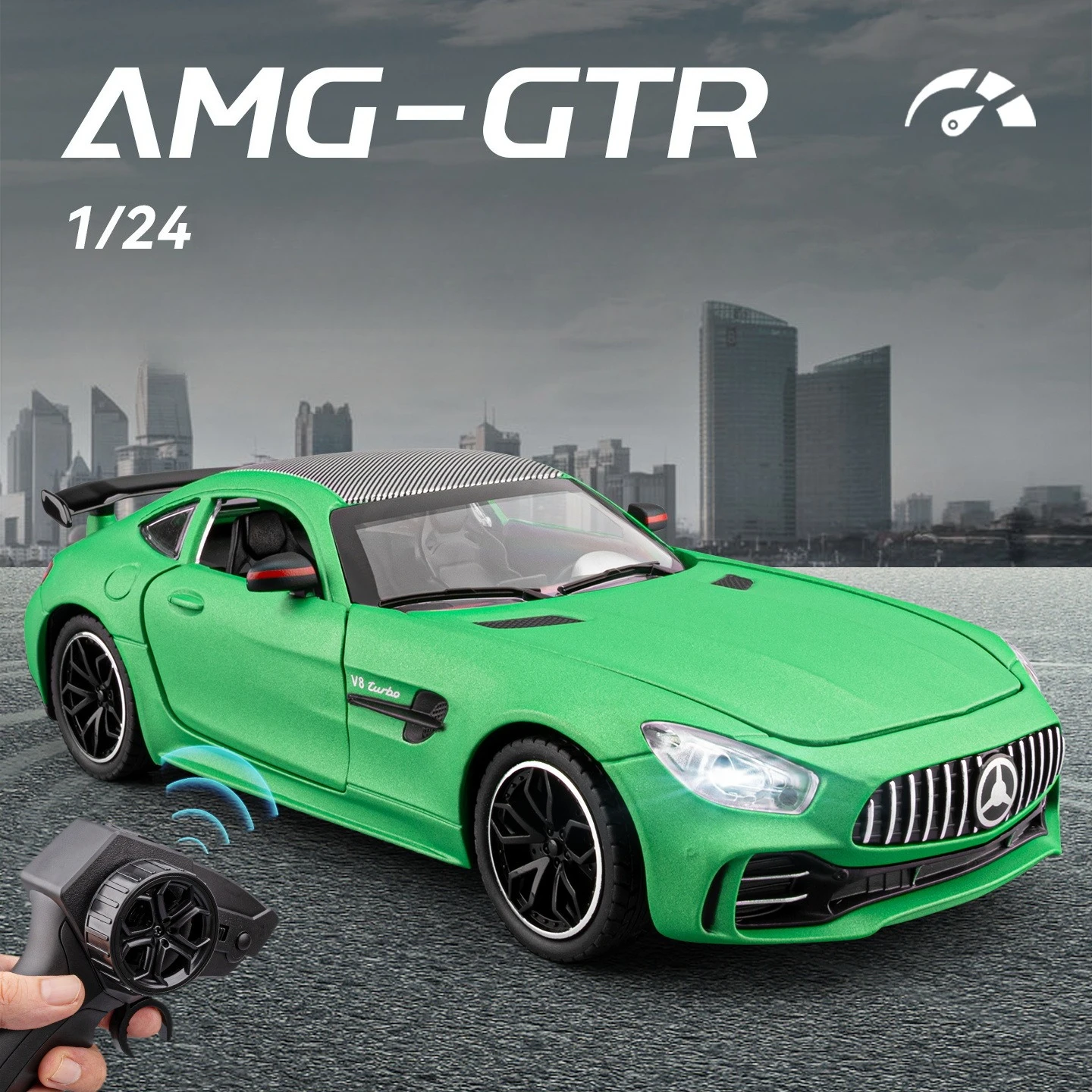 Simulatie 1:24 afstandsbediening auto grote AMG-GTR legering sportwagen model ornament speelgoed batch levering