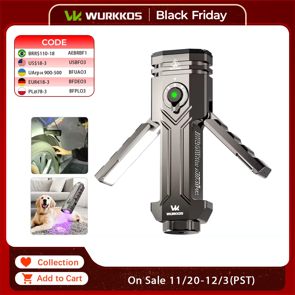 Wurkkos HD02 Dikirim secara lokal untuk pengiriman yang sangat cepat Lampu Camping LED Lampu Berburu Hiking Senter dengan Baterai Isi Ulang