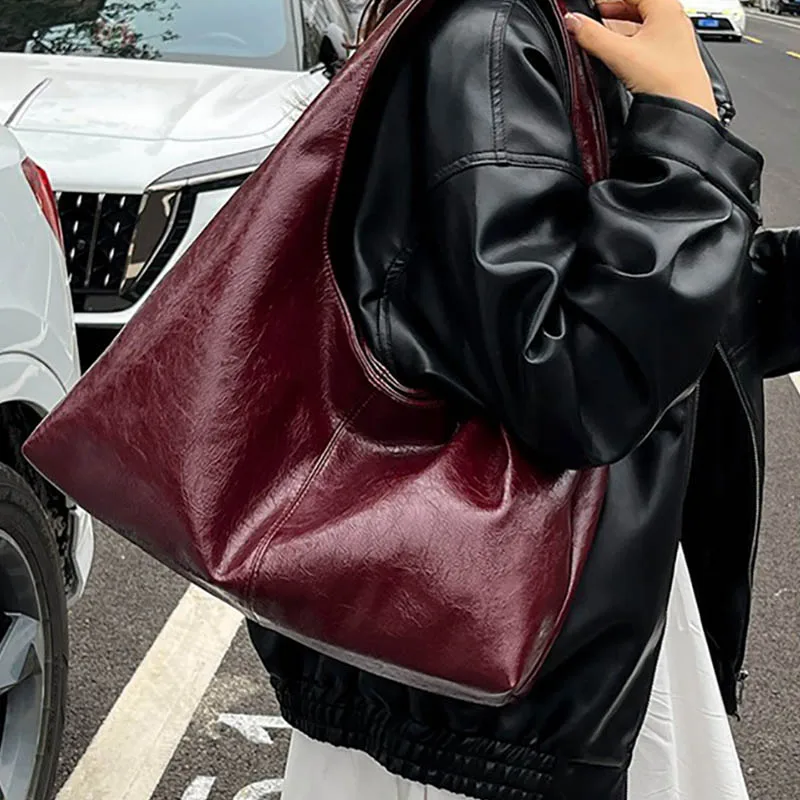 Design Large PU Leather Hobo Underarm Bags Lady Winter Shoulder Bag for Women 2026 New Trend Y2K Handbags and Purses