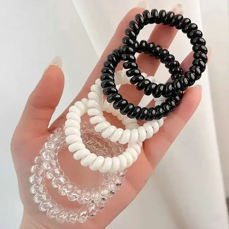 Lazos para el pelo en espiral para mujer, cuerda de alambre para teléfono, Anillo para el pelo, bandas elásticas para la cabeza, banda de goma, Scrunchies, accesorios para el cabello