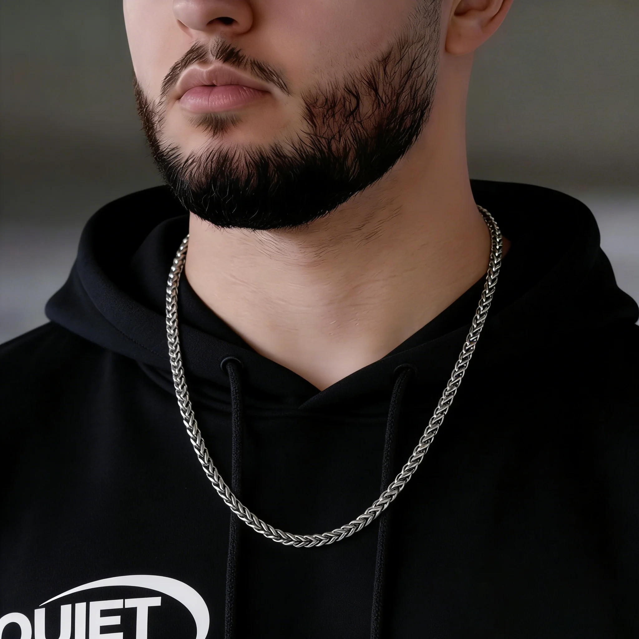 

Reversible Round Arc Chain for Men, 316L Stainless Steel Double Sided Necklace 58cm, Waterproof Minimalist Hip Hop Jewelry