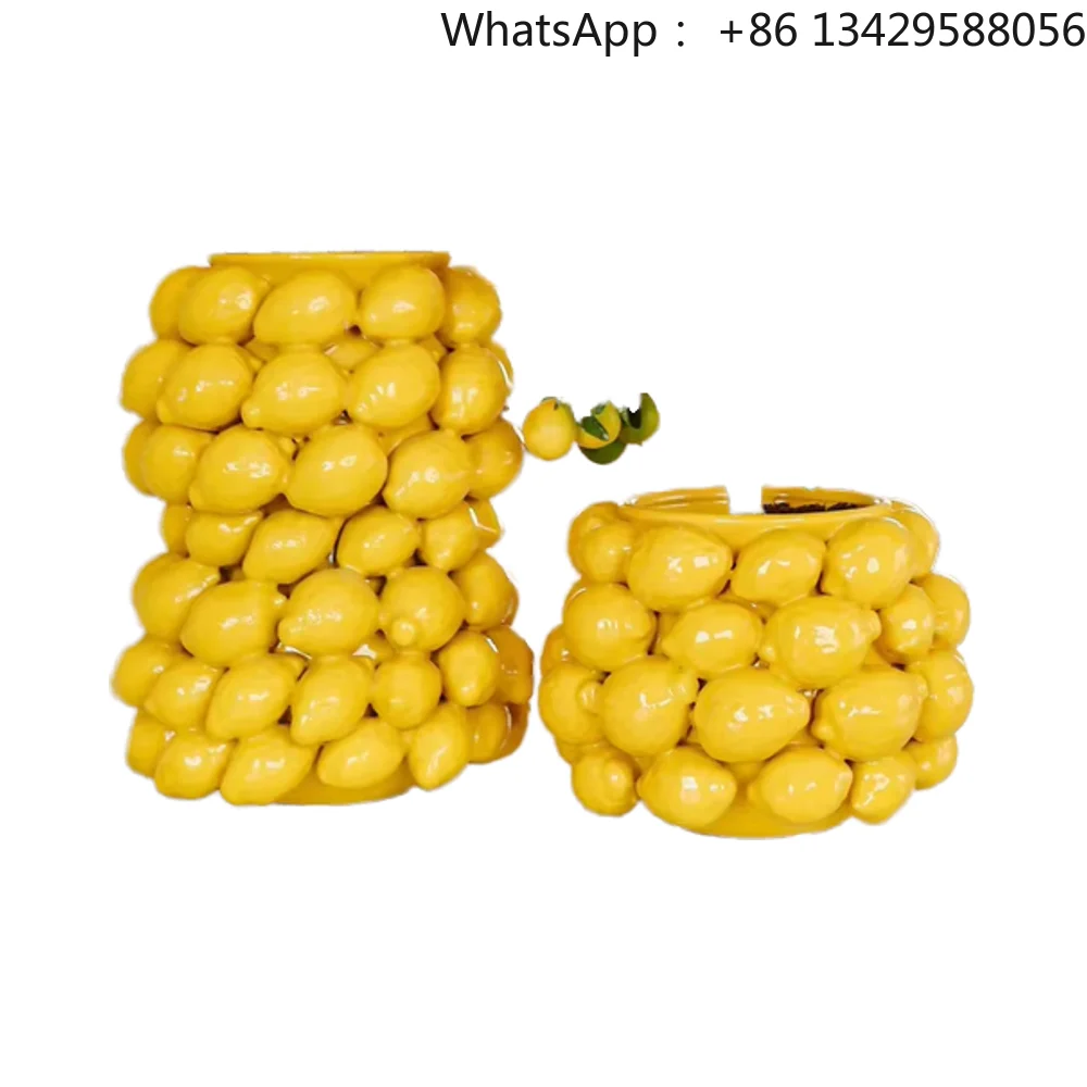 Lemon Ceramic Vase Creative Fruit-Shaped Home Decor and Office Decoration Creative Home Decoration Flower Arrangement