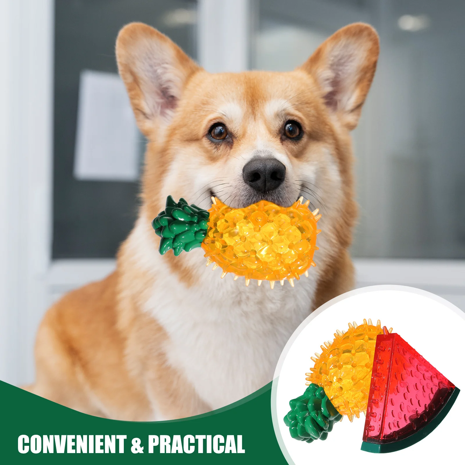 

2Pcs Ice Crystal Cooling Chew for Dogs Fruit Shaped Freezable Puppy Chewing Training Interactive Pet Plaything