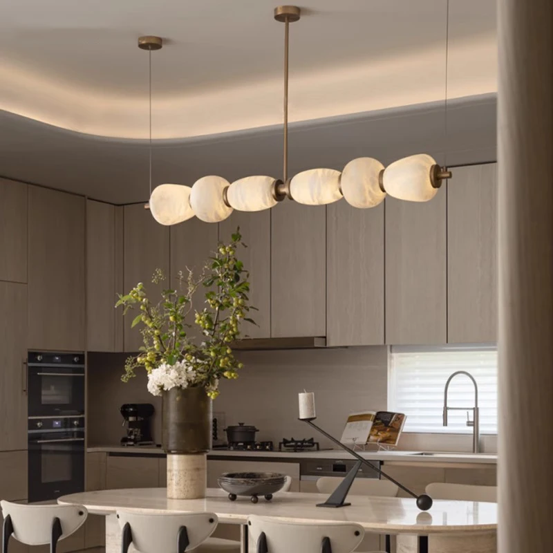 Nordic Luxury Pendant Lamp Designer All Copper Marble Pendant Lamp Restaurant Island Counter Bar Counter Study Lighting