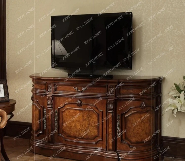 L double-door floor cabinet storage  solid wood TV 1.5 curved TV entrance cabinet