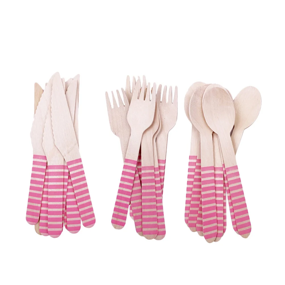 

Camping Party Dinnerware Wooden Knife and Fork Spoon Set Chocolate Spoons Kitchen Utensil Child