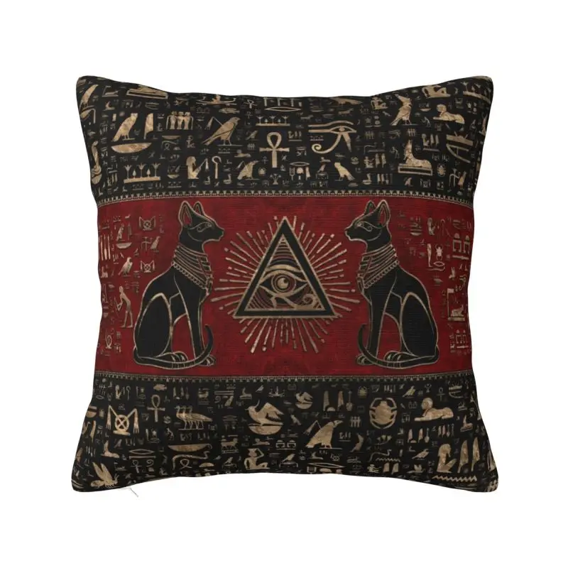 

Modern Egyptian Cats And Eye Of Horus Cushion Cover Soft Egypt Hieroglyphic Throw Pillow Case Home Decor