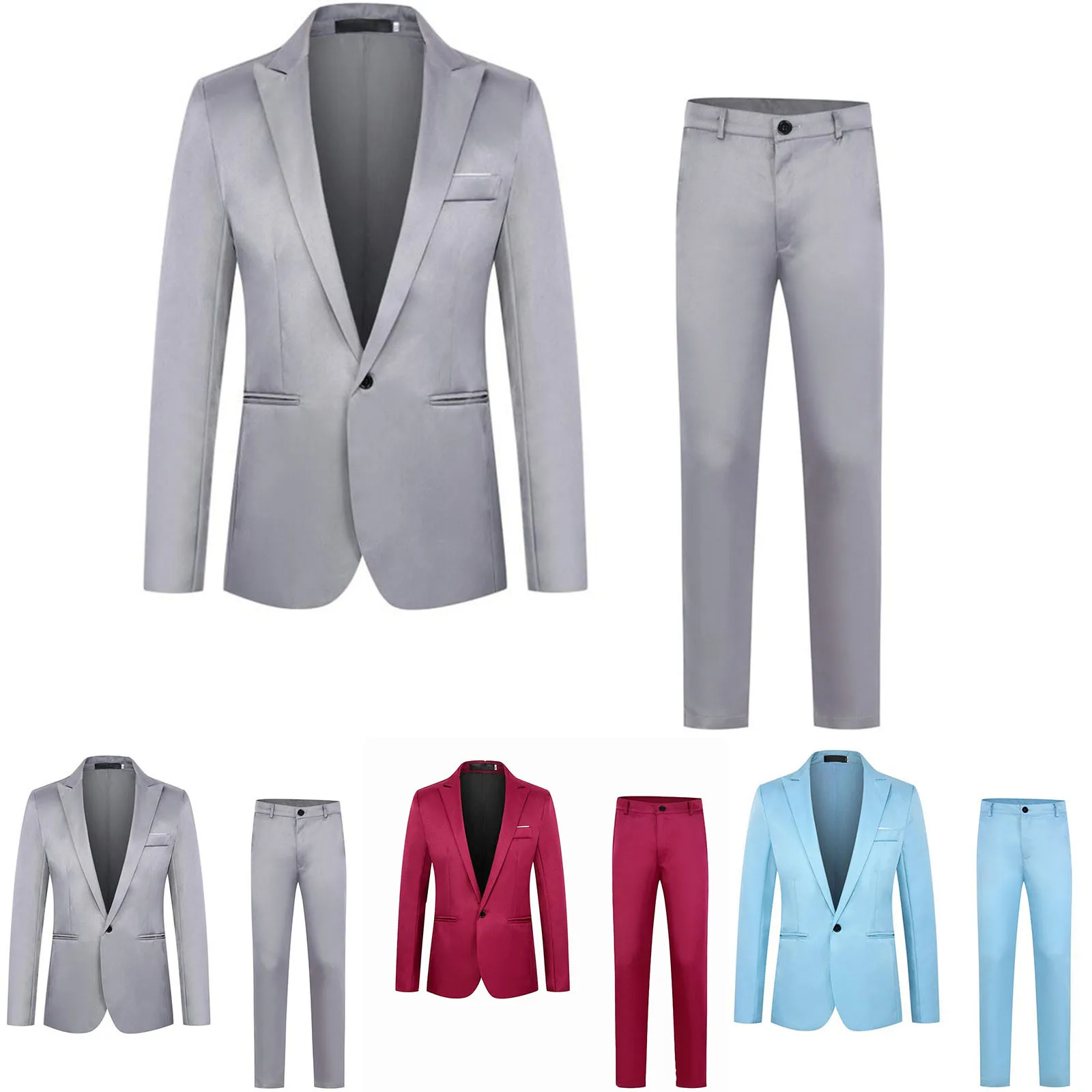 M81  Suit Long Pants Business Suit New And Fashion Slim Fit Solid Color Lapel Classic Simple Leisure Trousers Suits