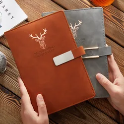 Deer Head Business Notebook Writing Paper Memo Notepad Soft PU Leather Magnetic Buckle A5 Thickened Student Diary Study Supplies