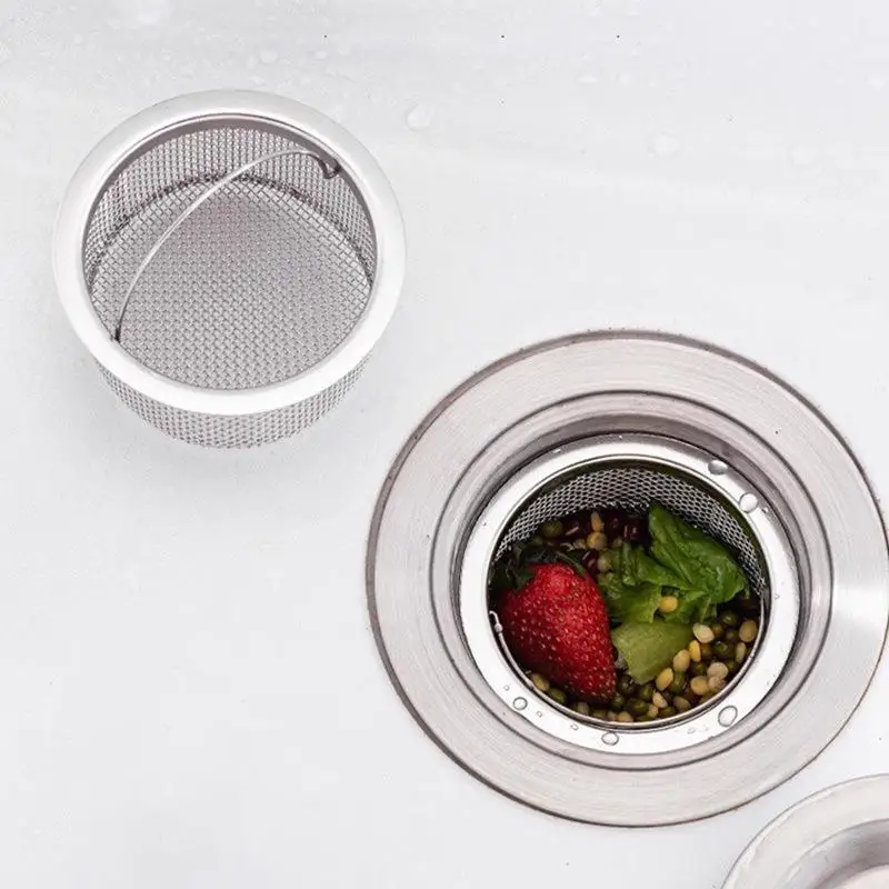 【BA】Stainless Steel Kitchen Sink Drain Strainer Fine Mesh Easy Lift Handle Prevents Food Waste Clogging Pipes For Daily Use