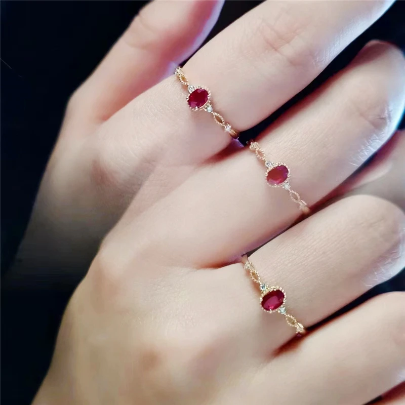 retro ruby ​​French women's closed ring small and exquisite versatile sapphire gold-plated jewelry party essential for commuting