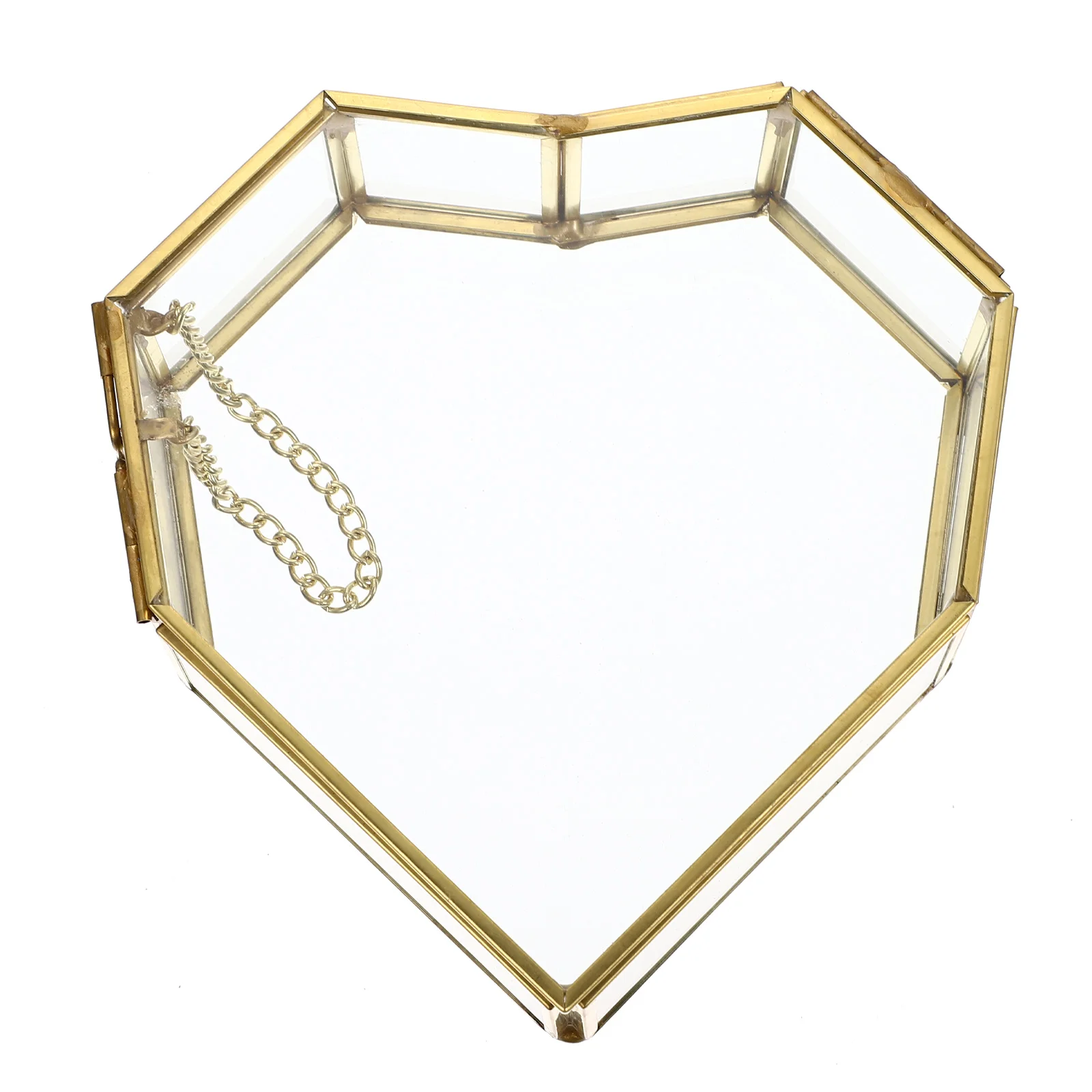 

Heart Shaped Glass Jewelry Golden Brass High Quality Wedding Keepsake Gift Valentine Day Glass Box Gold Jewelry Box Heart