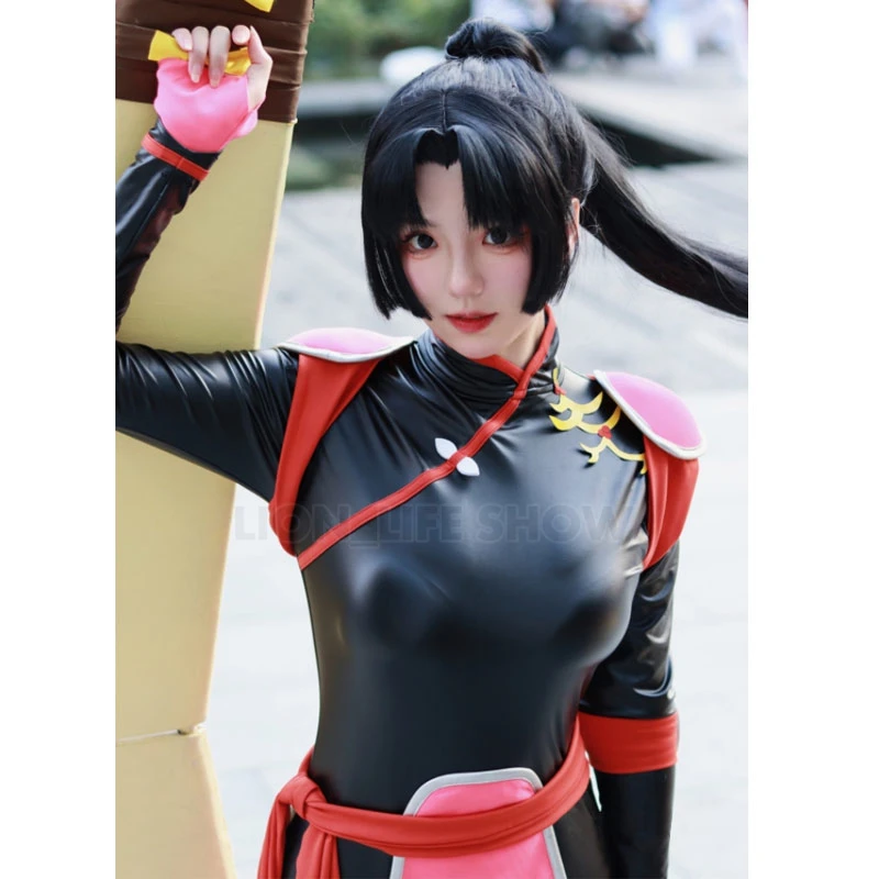 Anime Sango Battle Suit Cosplay Costume Women Jumpsuit Halloween Carnival PU Costumes Sango Wig