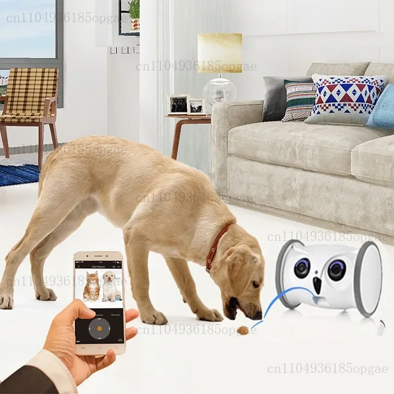 Owl-shaped Pet Electric Toy With Snack Dispenser Movable Dog With Camera Interactive Robot