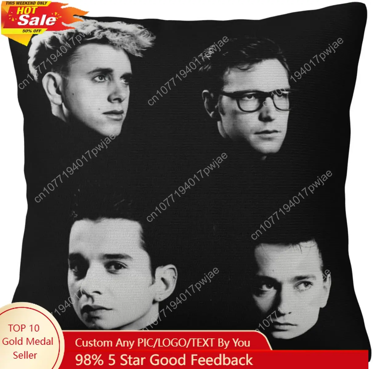 Depeche Rock Mode Music Band Throw Pillow Covers Double Printing Pillowcase Super Soft Pillow Cover for Couch Sofa Living Room 1