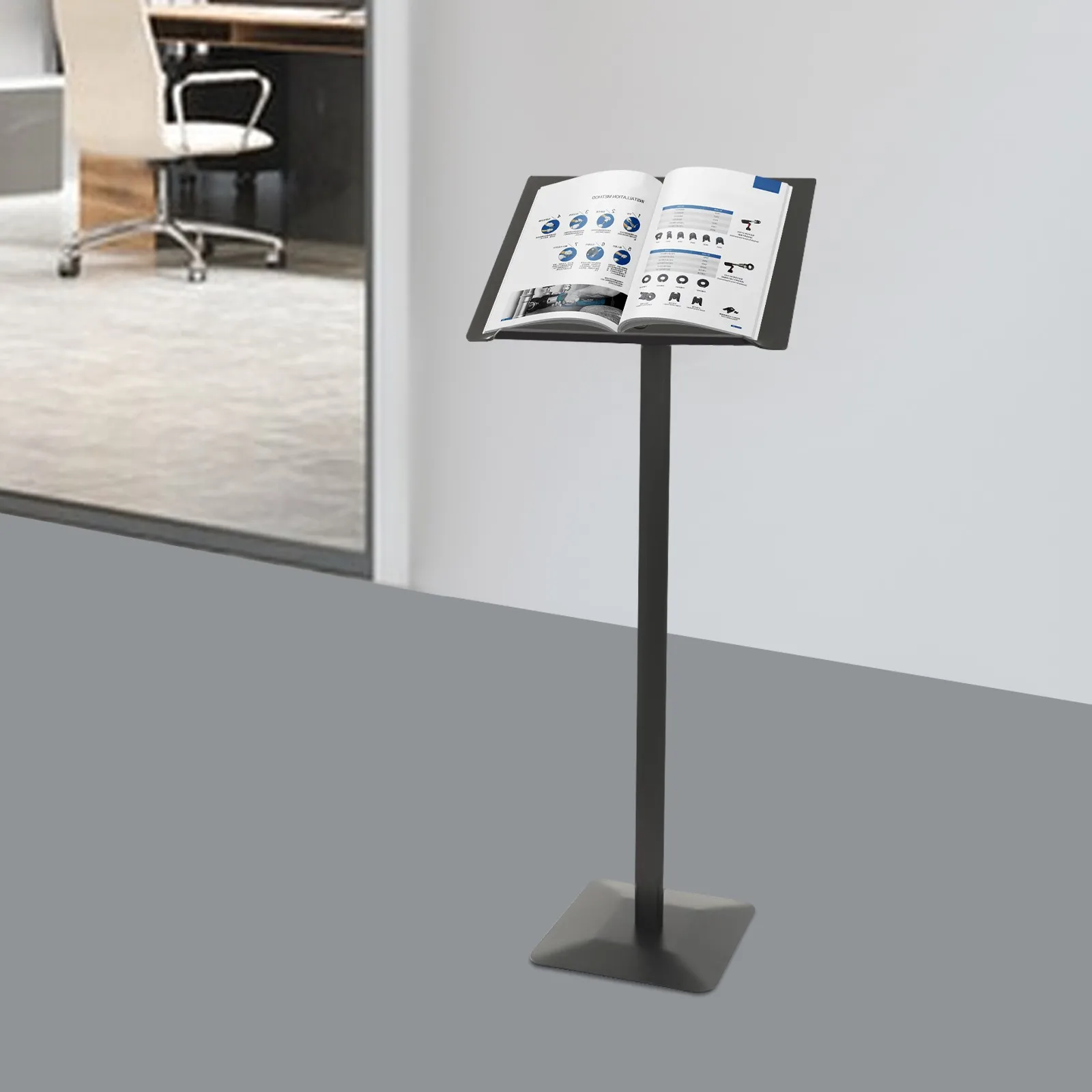 

Высокостабильная полка для подиума, черный металлический лекционный стол с регулируемой угловой панелью, используемый в лекционных залах и ресторанах