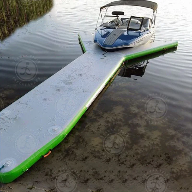 OEM Drop Stitch Inflatable Floating Boat Dock Inflatable Y Pontoon Yacht Floating Swim Water Platform Dock Station