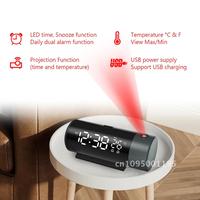 LED Digital Alarm Clock 180° Watch Electronic Table Rotation Clock Bedroom Projector Time Automatic Bedside Projection Backlight