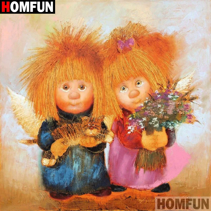 

HOMFUN "пара детского цветка" алмазная живопись 5D полная квадратная/круглая дрель домашний декор DIY Алмазная вышивка крестиком A27398
