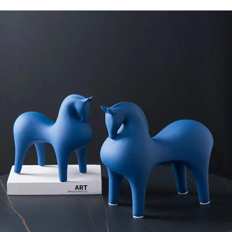 Ceramic Handicraft Horse Figurine Artificial Animal Decoration Abstract Color Porcelain Sculpture Decorative Figurines