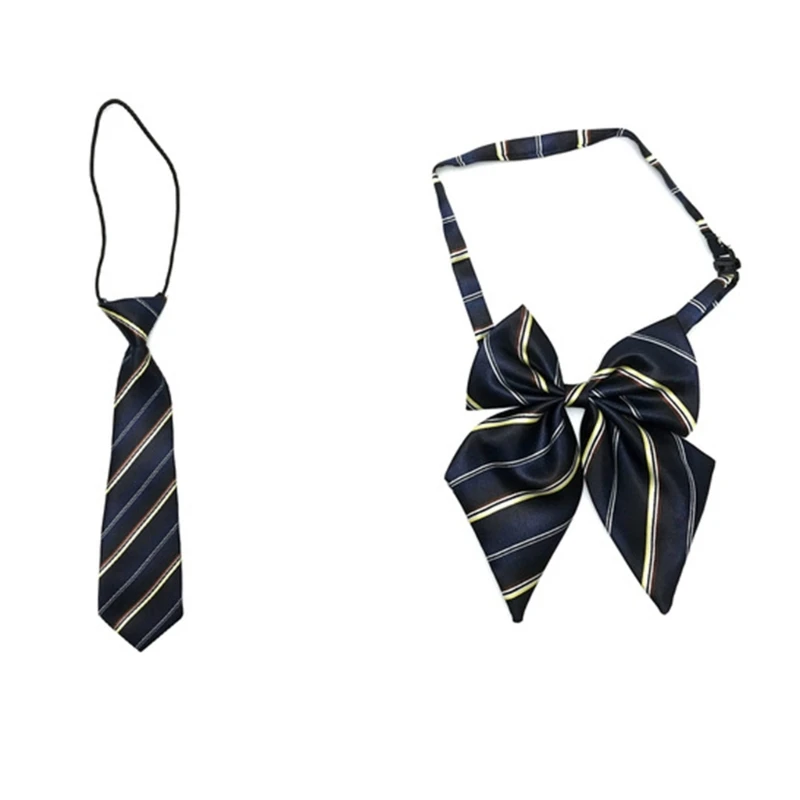 652F Kid Striped Tie for School Graduation Boy Neckties Bow Tie for Kid Pre-tied Ties For Boy Pre-tied Neckties Uniform Tie