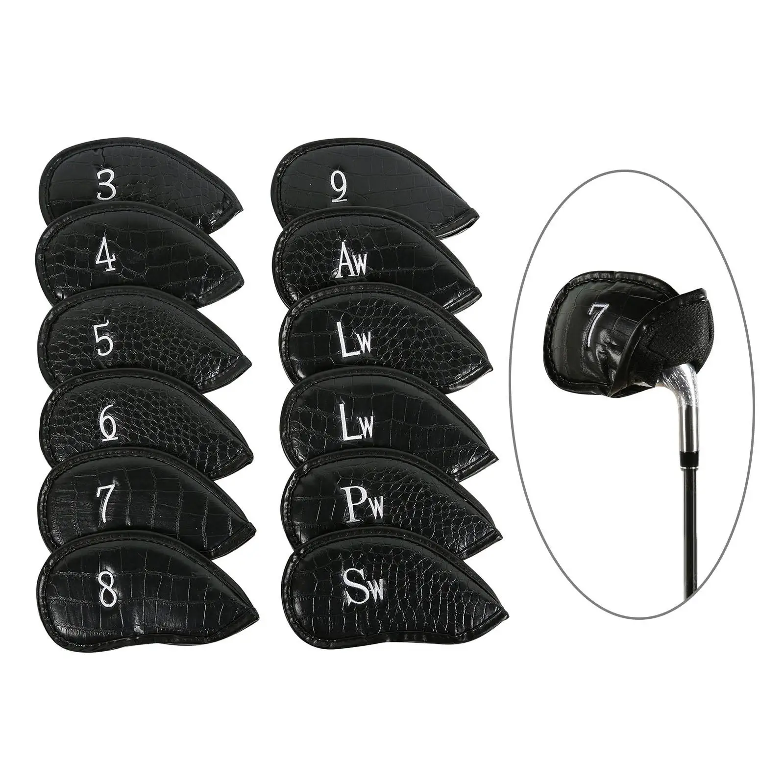 12Pcs/Set Golf Club Iron Cover for Golf Clubs PU Leather Universal Golf Accessory Head Protector for Men Waterproof