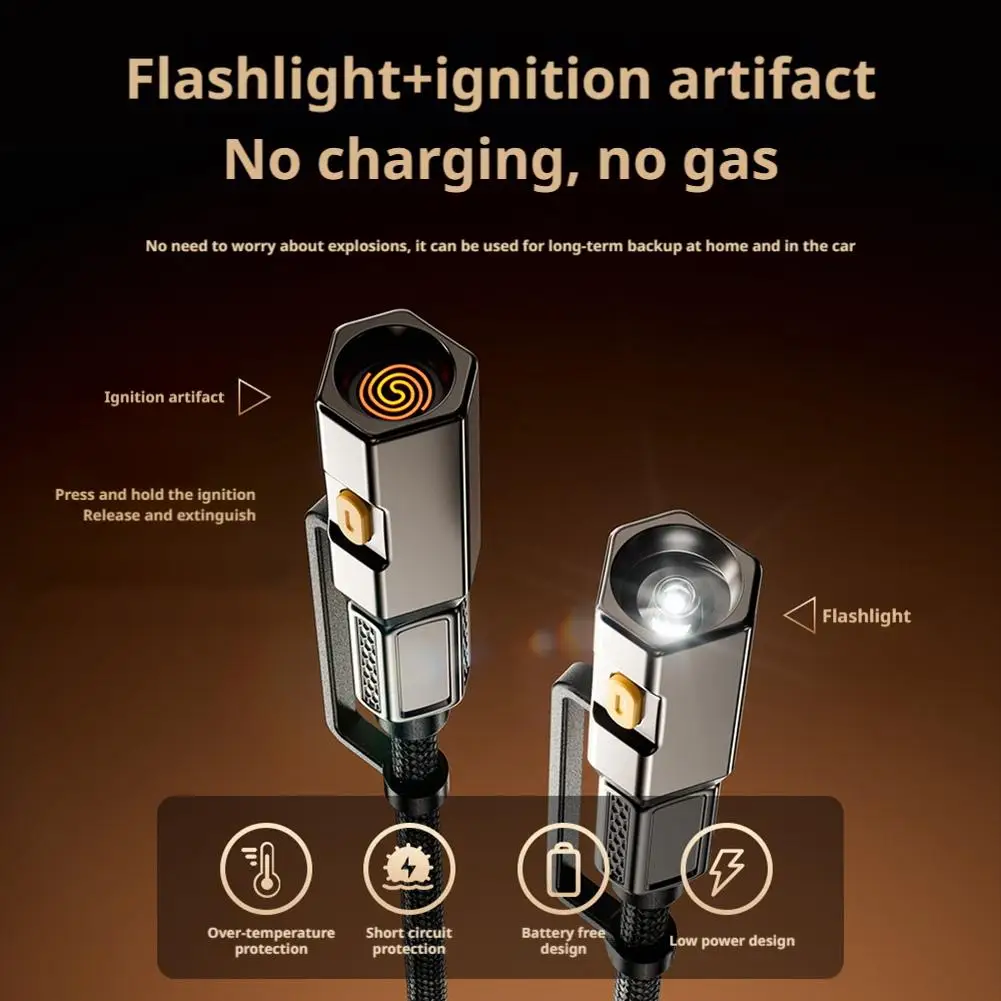 240W USB Type-C Charging Cable with Cigarette Lighter & Flashlight 4-in-1 Fast Charging Cable for Car Home Office