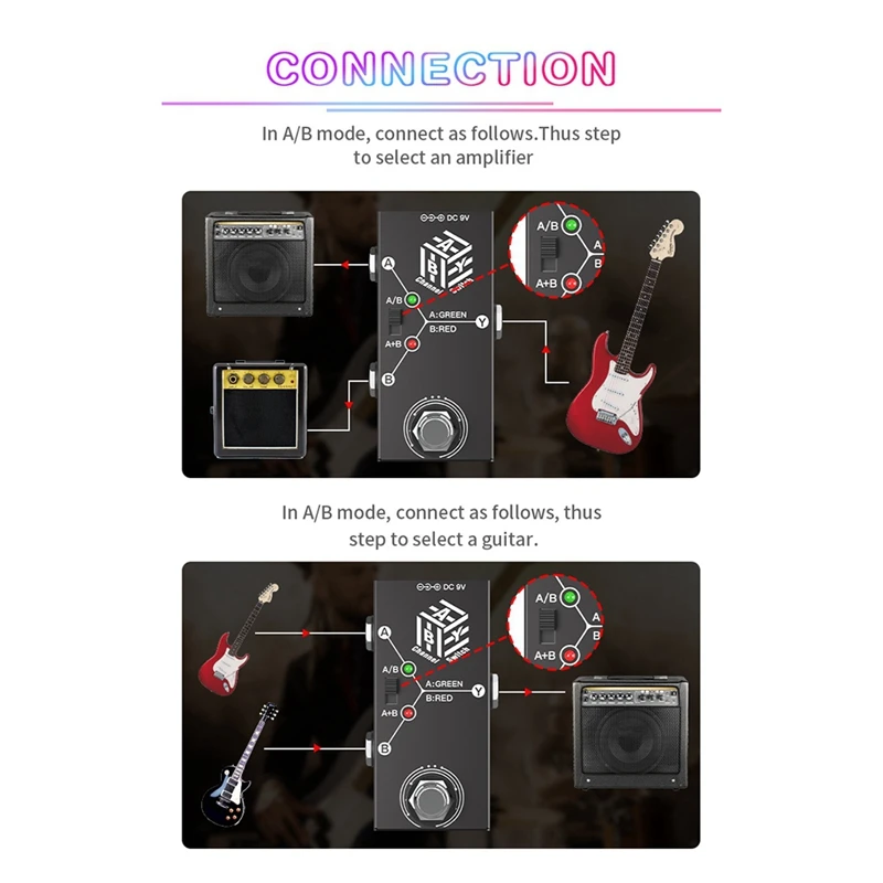 Channel Electric Guitar Pedal Instrument Universal ABY Line Selector Guitar Effector ABY Dual Channel Line Selection