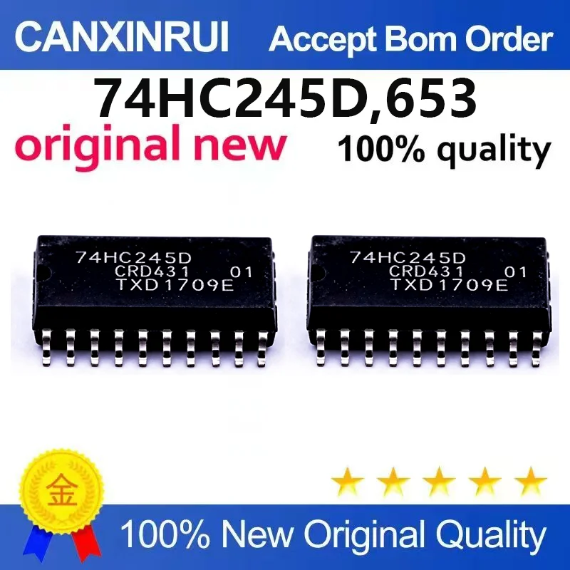 （5pcs-10pcs）Brand new original 74HC245D, 653 SOIC-20 tri state output eight bus transceiver