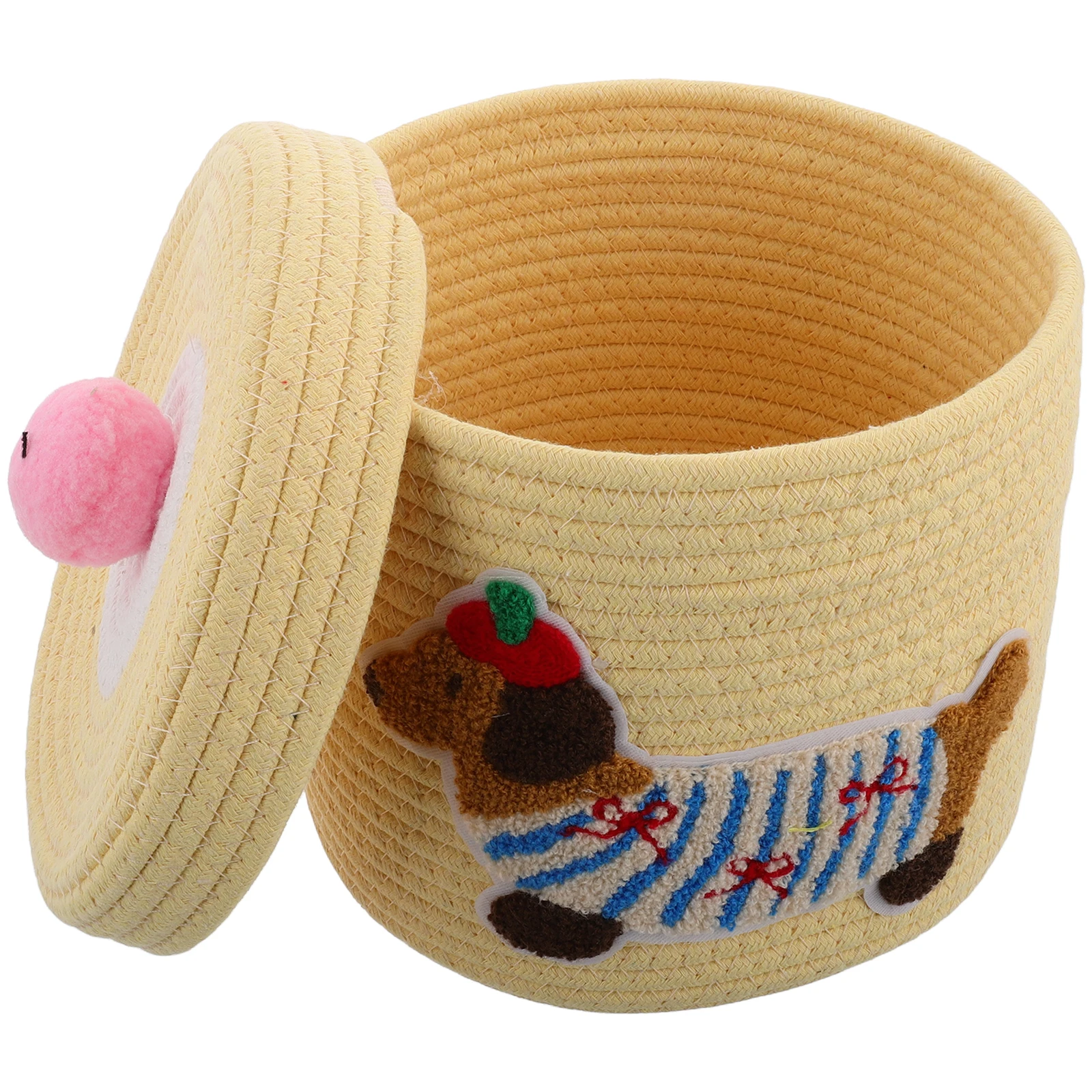 

Car Storage Large Capacity Dustproof Lid Cotton Rope Baskets For Dogs Pet Toy Storage Bin Small For Dog Toys Puppy Toy Basket