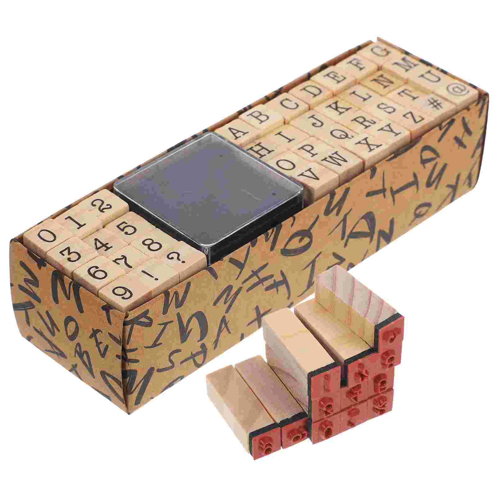 40 Pcs Alphanumeric Stamp Stamps for Crafts Wooden Scrapbook Supplies Mini Number Alphabet