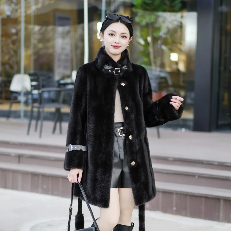 

Новая зимняя женская одежда Цельный короткий ремень из искусственного меха свободный простой универсальный высококачественный и модный женский костюм