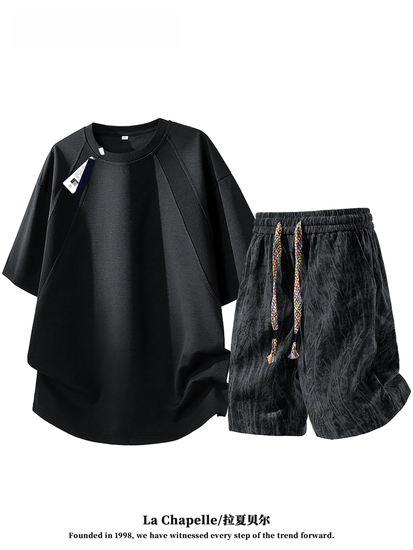 la-chapelle-Ete-2026-ensemble-homme-tendance-soie-glacee-manches-courtes-et-short-deux-pieces-sportswear-decontracte-fibre-de-polyester-jeunesse