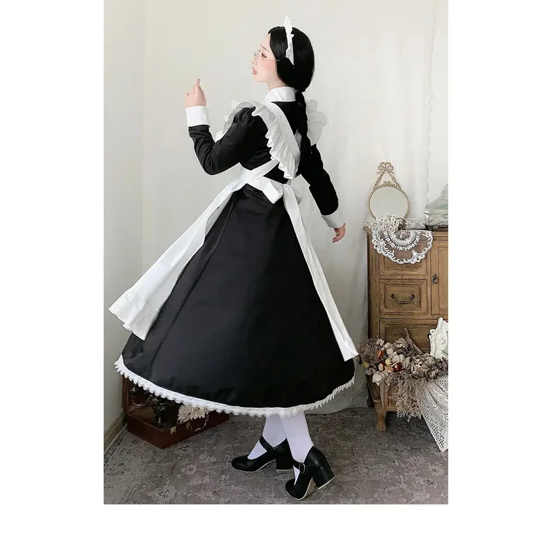 Women maid outfit anime long dress French court maid dress Lolita cosplay costume dresses