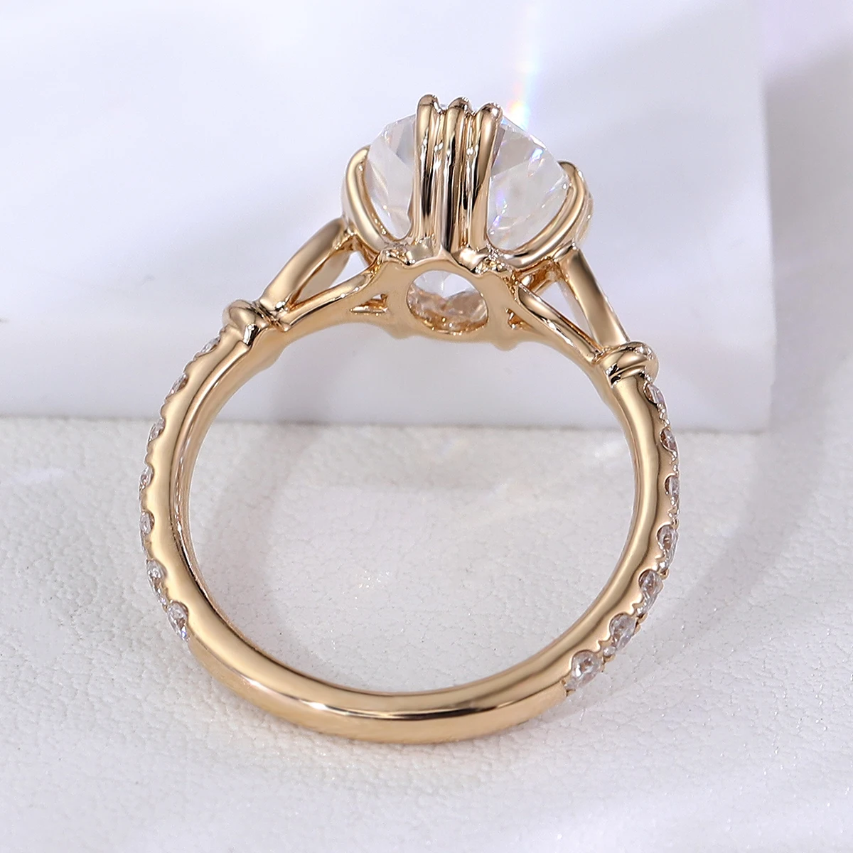 Oval Cut Moissanite Engagement Ring Rose Gold With Intricate Botanical Vine & Side Stones Vintage-Inspired Bridal Ring for Her