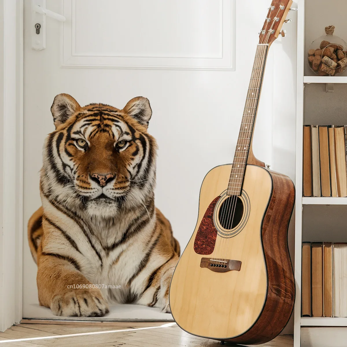 Large Tiger Animal Self-adhesive Wall Sticker Made of PVC Material Suitable for Background Wall Decals Living Room Decoration