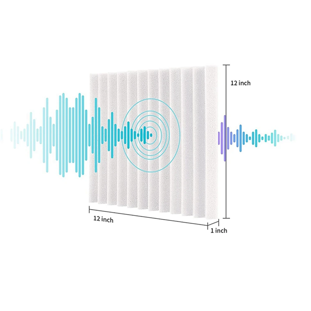 ใหม่ 12 ชิ้นอะคูสติกโฟมบอร์ดสตูดิโอ Wedge กระเบื้อง, โฟมอะคูสติก Soundproof พีระมิดสตูดิโอ Treatment ผนังแผง, ฯลฯ, 2.5X30X30 เซนติเมตร