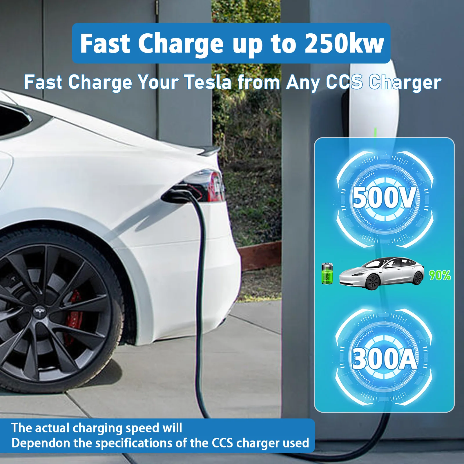 테슬라 모델 3/X/Y/S EV 충전기 DC 어댑터 CCS1-테슬라 250KW 전기차 변환기 충전소 변환기 썸네일 5