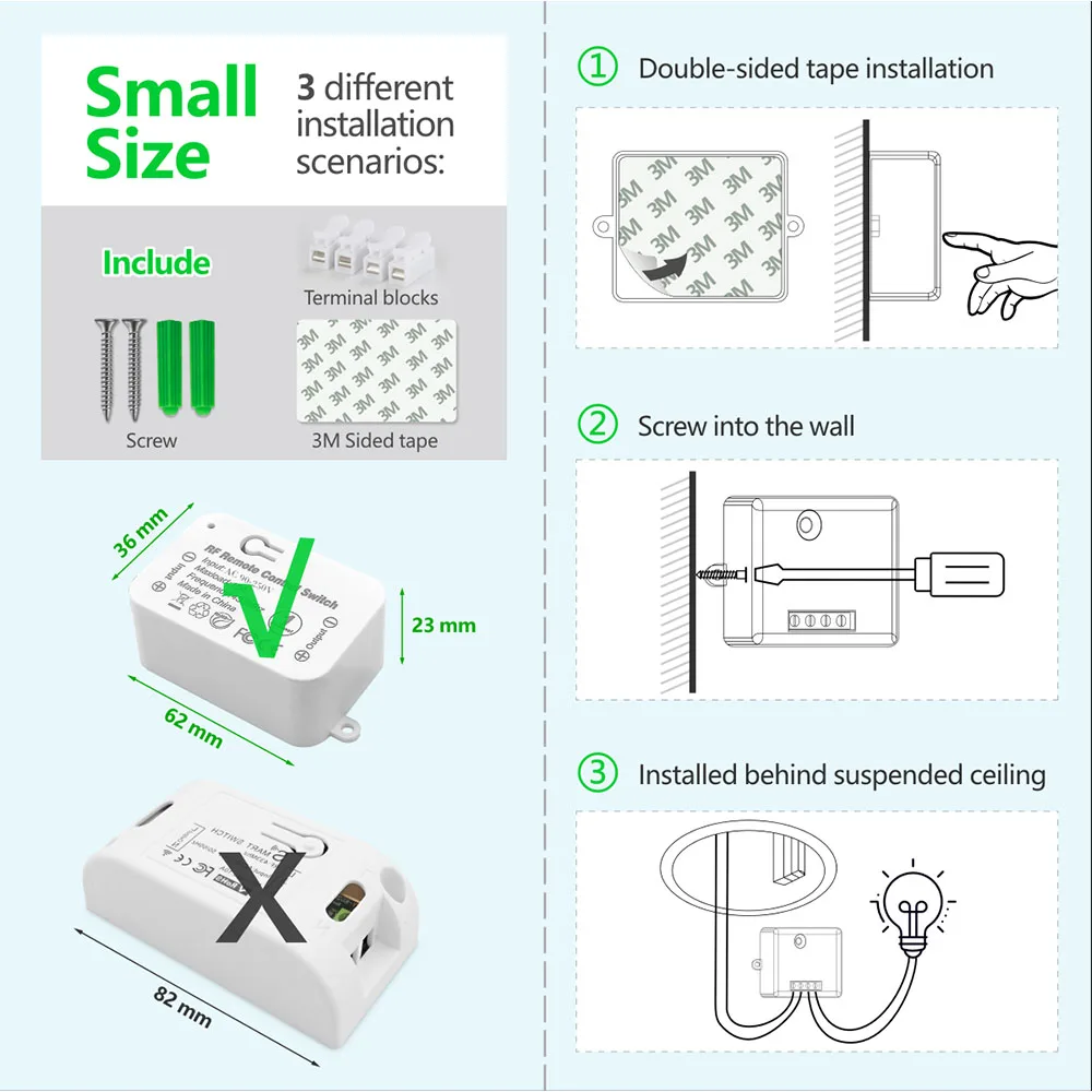 ガレージドア用のユニバーサルワイヤレスリモコン,433 mhz,110v,220v,10aリレー,LED電球,リモコン