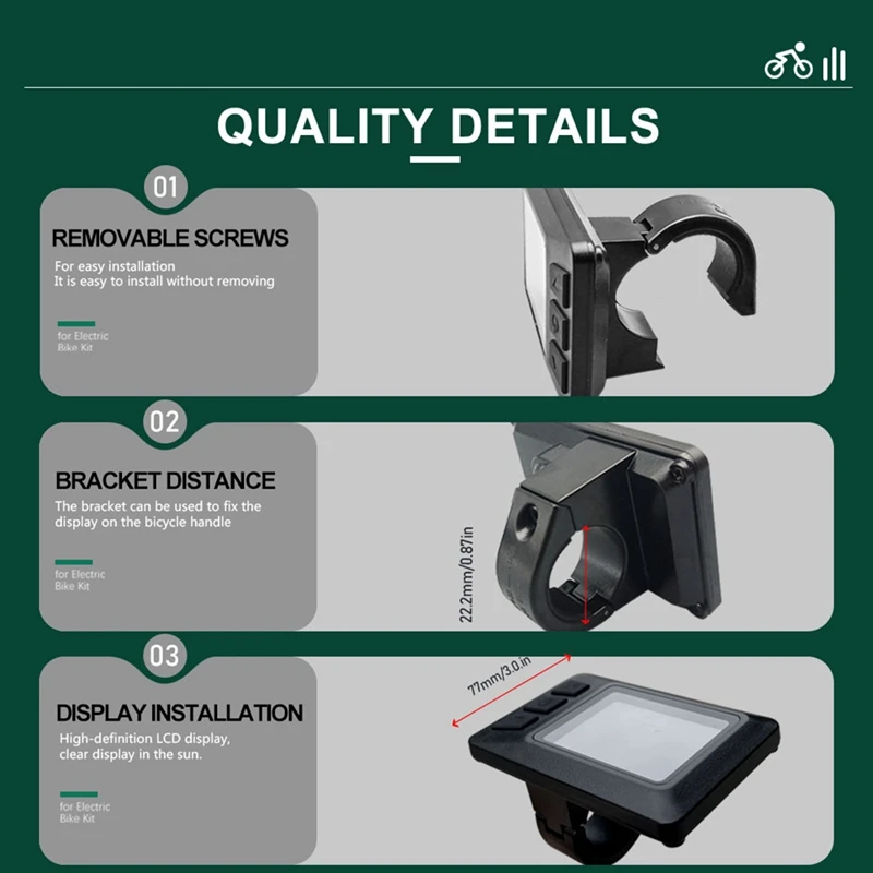 Ebike Display 24V/36V/48V For Electric Bike Conversion Kit For Bafang Mid Motor KT-LCD7C Display SM Plug