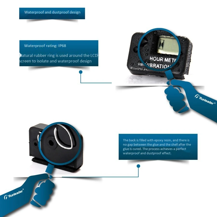 New Vibration Hour Meter with Battery with Induction Portable Motorcycle Digital Meter Jet Ski