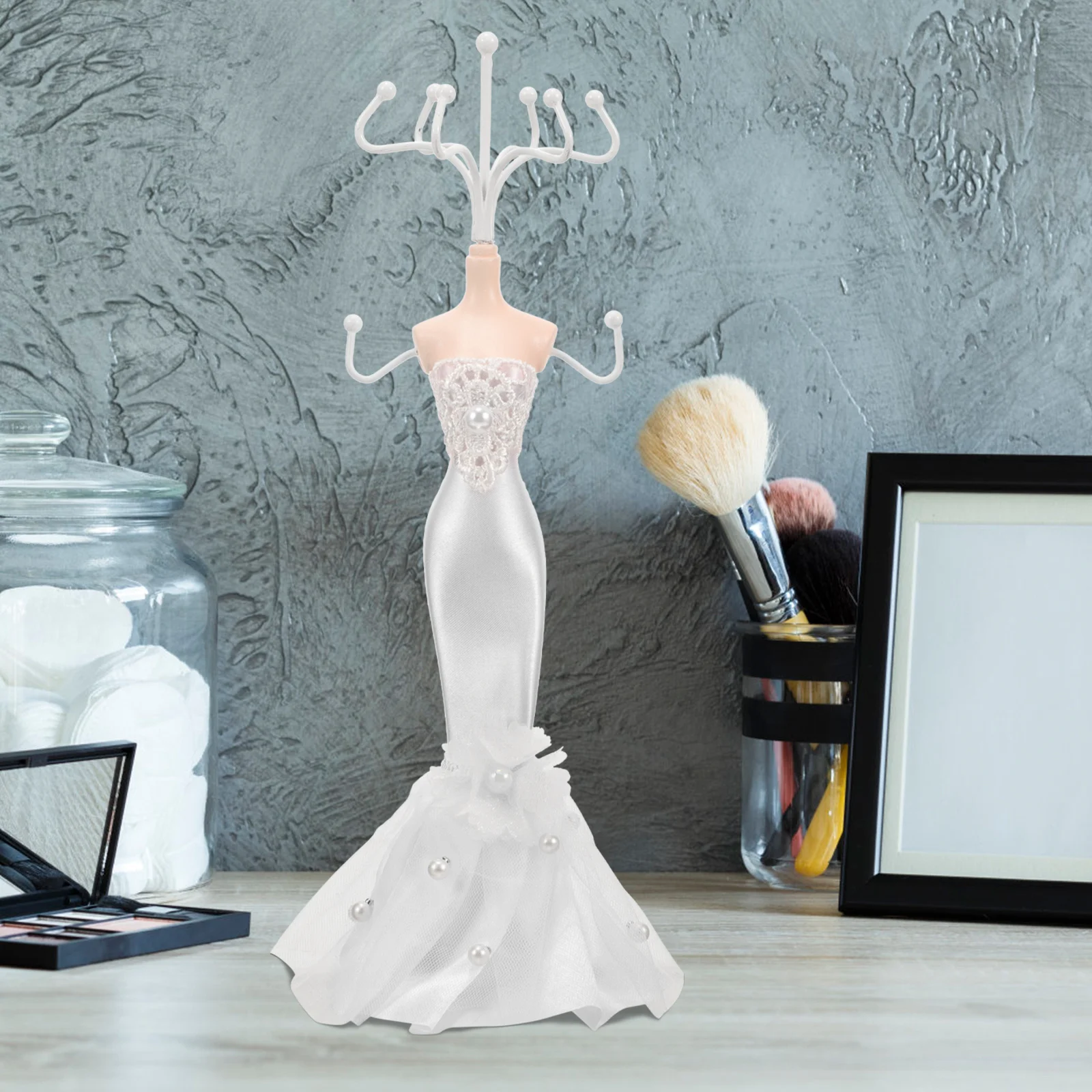 

White Medium Fish Tail Jewelry Display Stand Durable Metal Rack Necklace Holder Bracelet ganizer Storage Decor