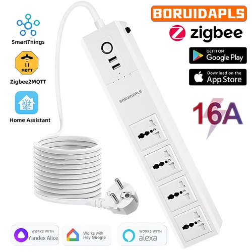 BORUIDAPLS enchufe europeo ZigBee tira de alimentación inteligente Universal Control independiente sincronización enchufes de voz con Google Home Alexa H-UE 4000W