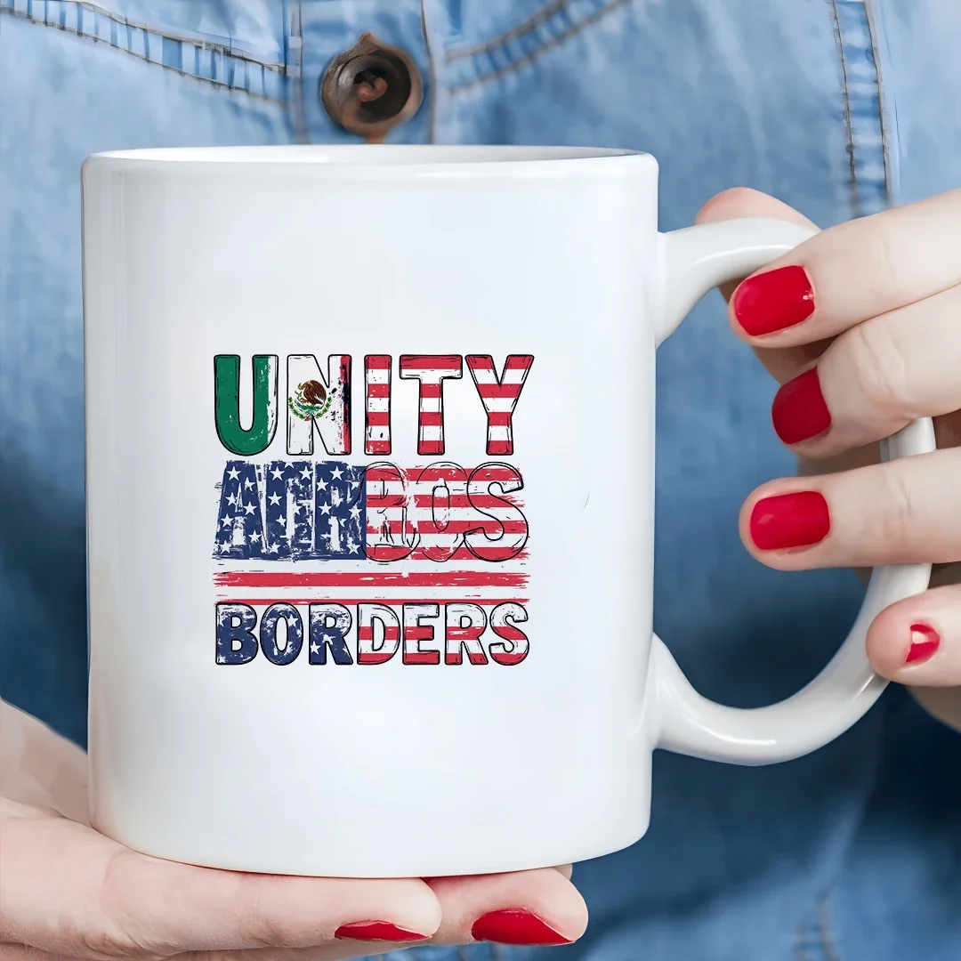 

11oz Cup + US-Mexico Unity Theme Cup + Kids Family Office Cold Hot Beverage Cup American Flag Design Essential Christmas Gift