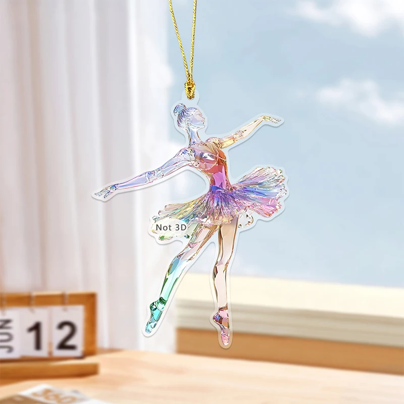 

New Flat Ballet Girl Pendant Creative Acrylic Keychain Mobile Backpack Decoration Living Room Car Decoration Accessories